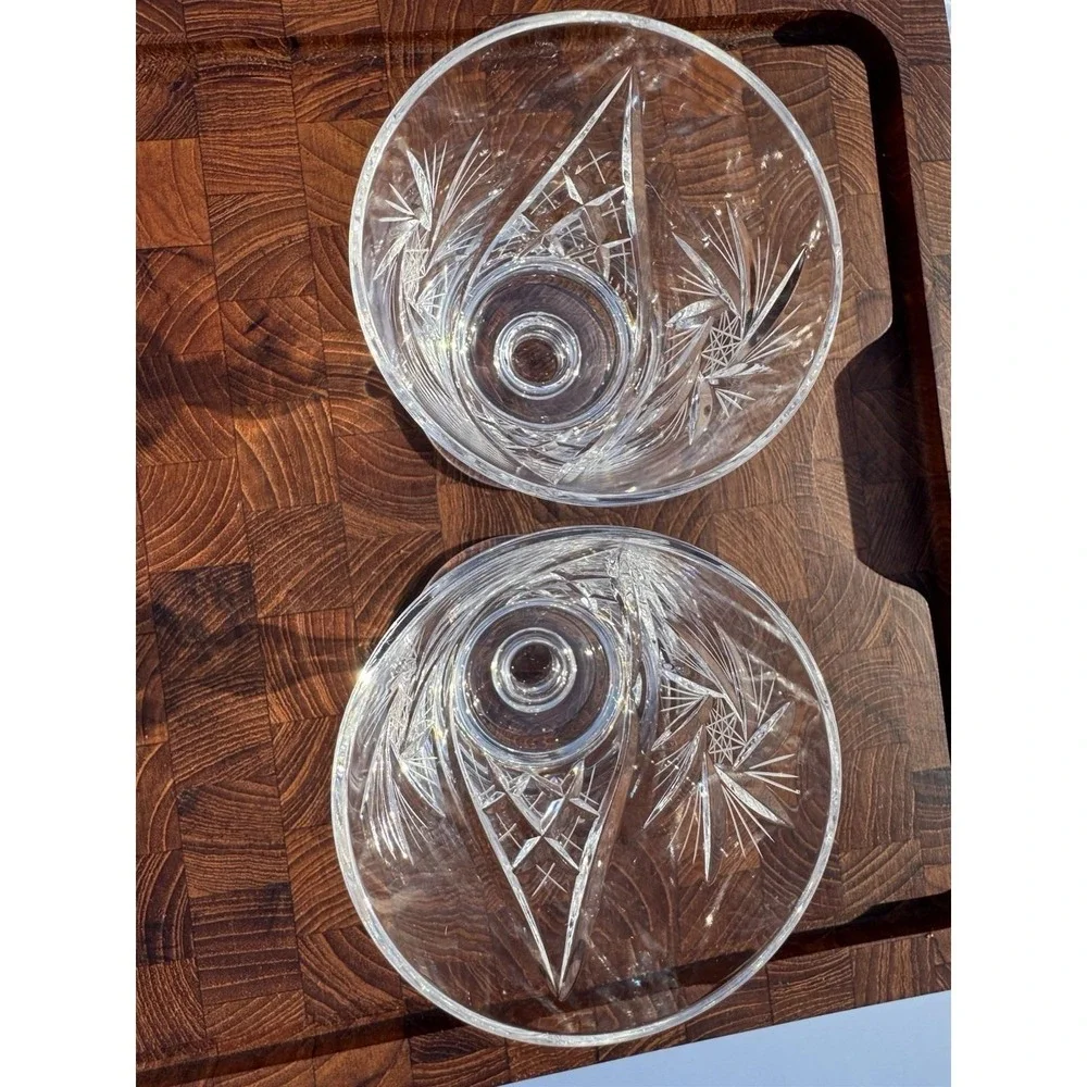 Set 2 Csopak Port AJKA Glass Crystal Cup Juice RETIRED Pinwheel EUC Beautiful!